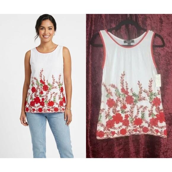 A.Z.I Tops - A.Z.I Floral Embroidery Tank Top